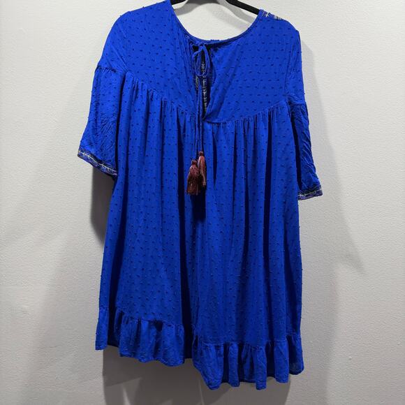 Umgee Bohemean Embroidered Royal Blue Dress Size Large - Picture 8 of 10